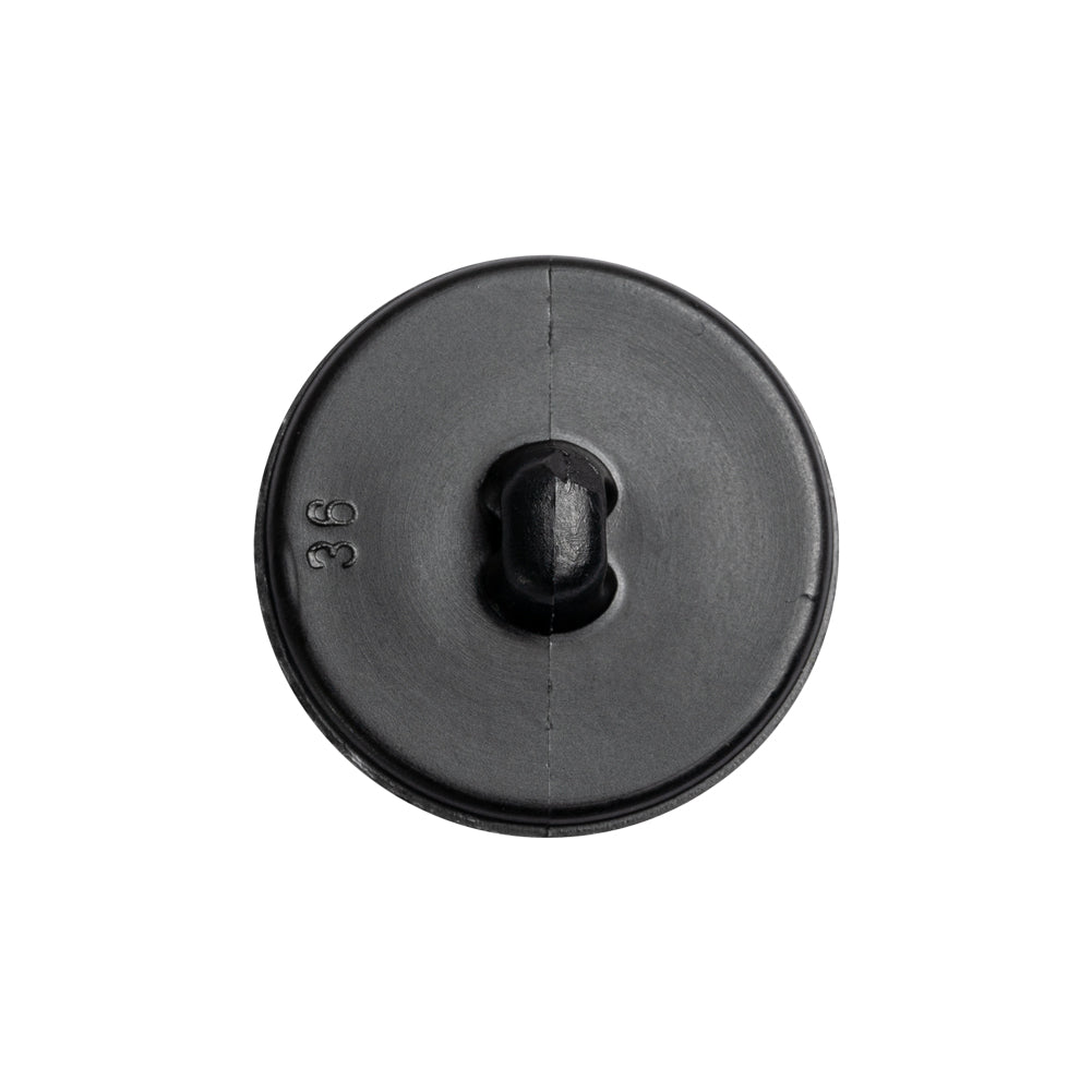 Black Leather Look Plastic Shank Back Button - 36L/23mm Detail Black Leather Look Plastic Shank Back Button - 36L/23mm Detail