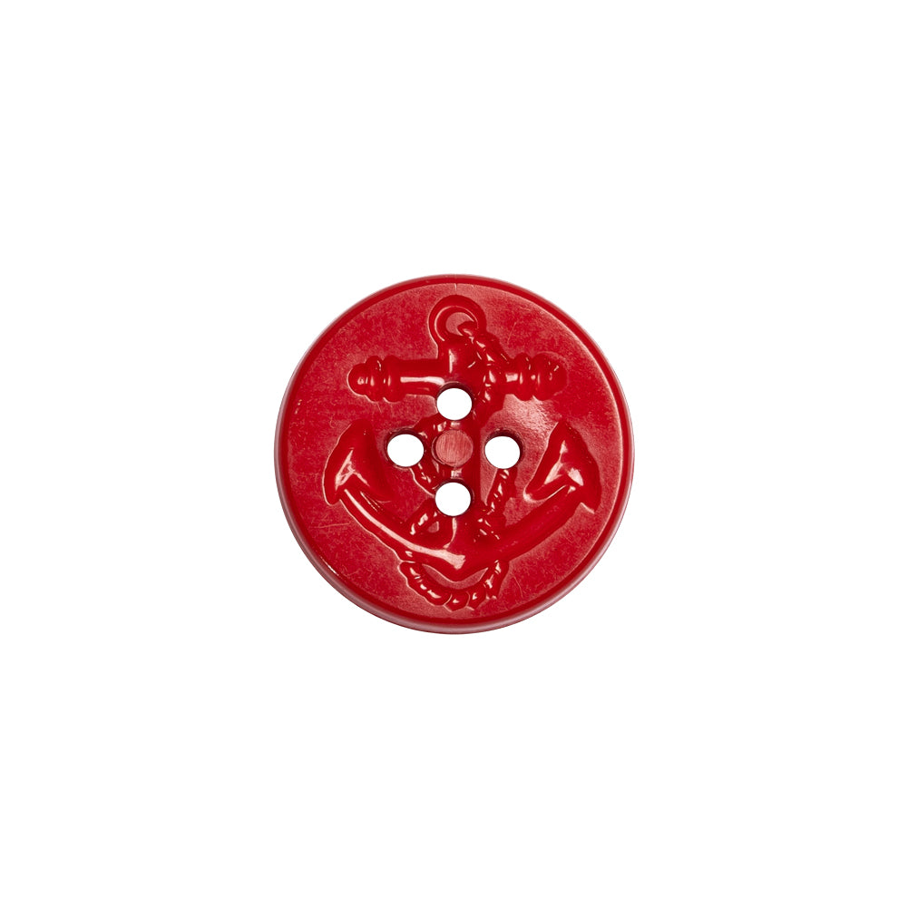 Red Anchor Plastic 4-Hole Button - 24L/15mm Red Anchor Plastic 4-Hole Button - 24L/15mm