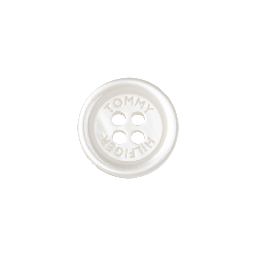 Tommy Hilfiger White Plastic 4-Hole Button - 24L/15mm Tommy Hilfiger White Plastic 4-Hole Button - 24L/15mm