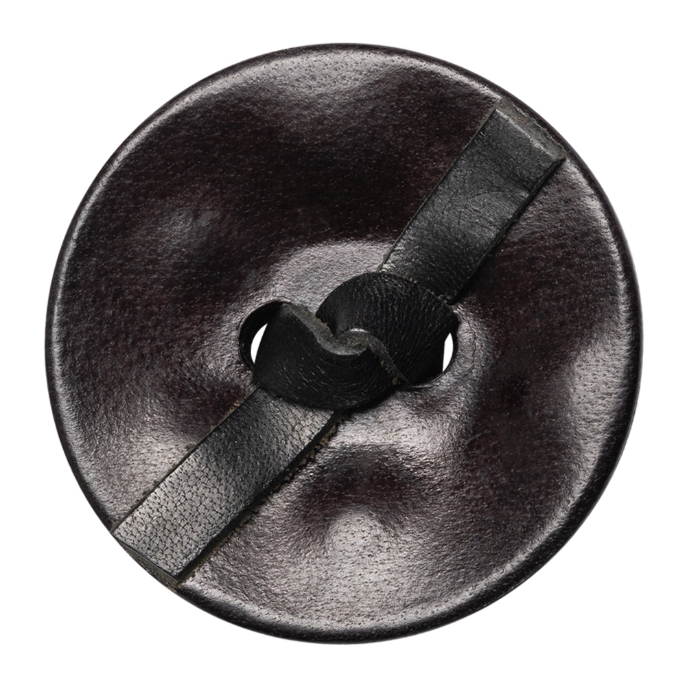 Black Knotted Leather Button - 60L/38mm Black Knotted Leather Button - 60L/38mm