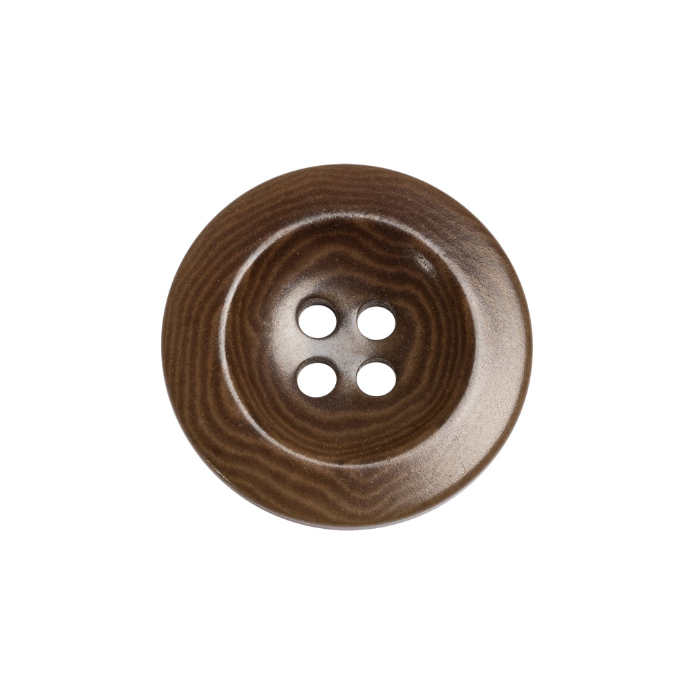Brown Wood Grain Dish Shaped Plastic 4-Hole Button - 36L/23mm Brown Wood Grain Dish Shaped Plastic 4-Hole Button - 36L/23mm