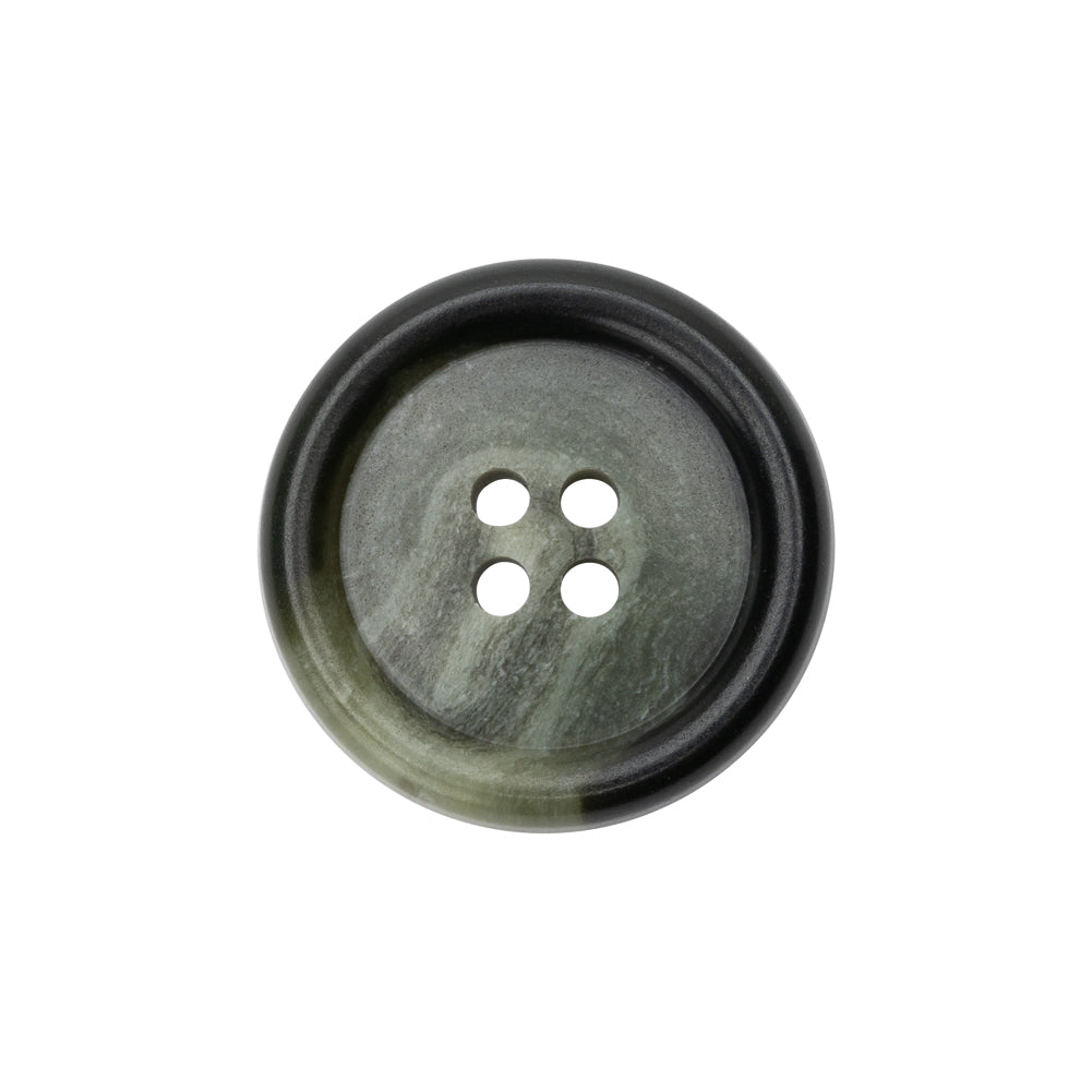 Olive Gray Swirls Rolled Rim 4-Hole Plastic Button - 38L/24mm Olive Gray Swirls Rolled Rim 4-Hole Plastic Button - 38L/24mm