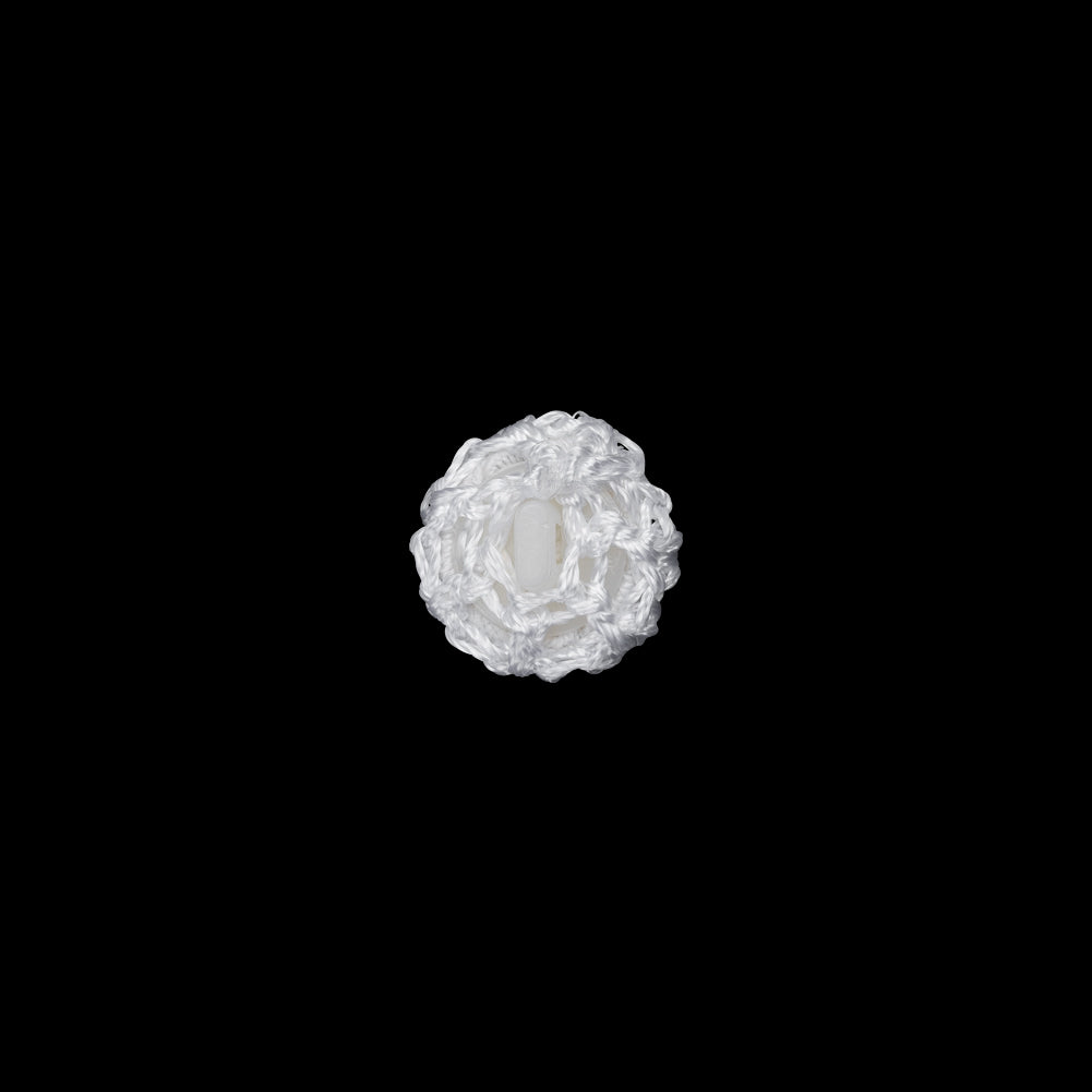 Optic White Crochet Fabric Covered Shank Back Button - 16L/10mm Detail Optic White Crochet Fabric Covered Shank Back Button - 16L/10mm Detail