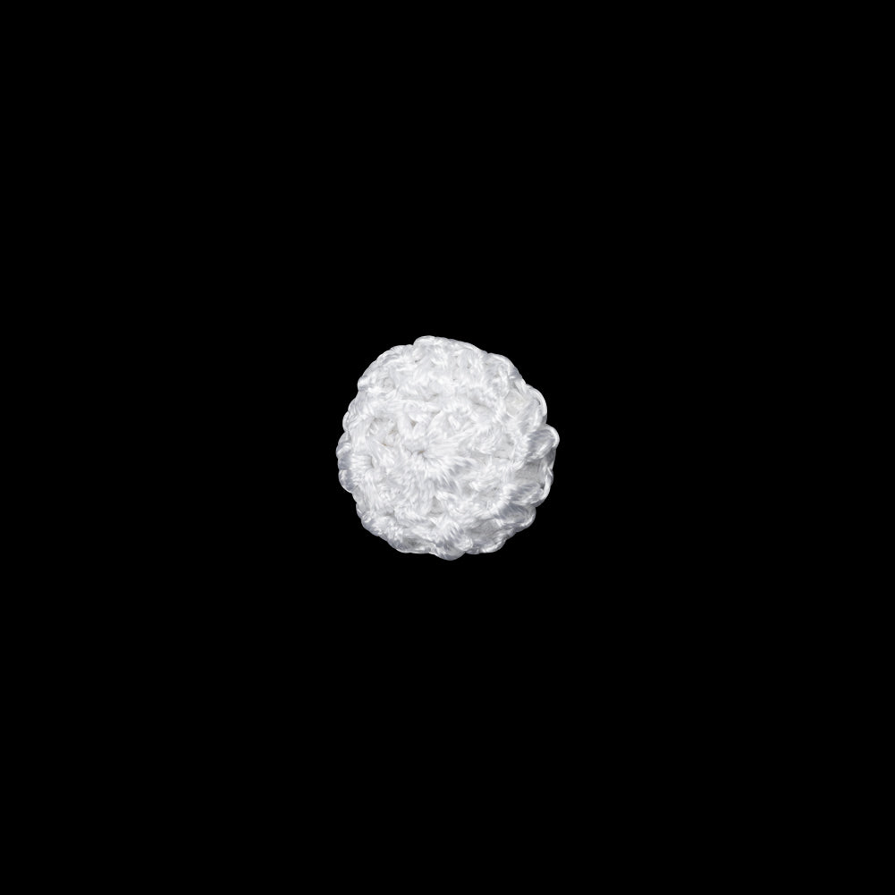 Optic White Crochet Fabric Covered Shank Back Button - 16L/10mm Optic White Crochet Fabric Covered Shank Back Button - 16L/10mm