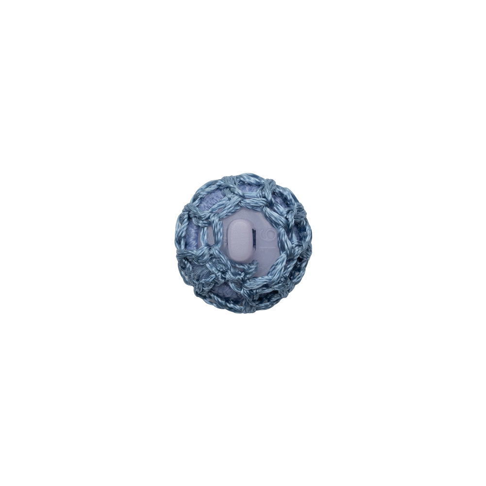 French Blue Crochet Fabric Covered Shank Back Button - 18L/11.5mm Detail French Blue Crochet Fabric Covered Shank Back Button - 18L/11.5mm Detail