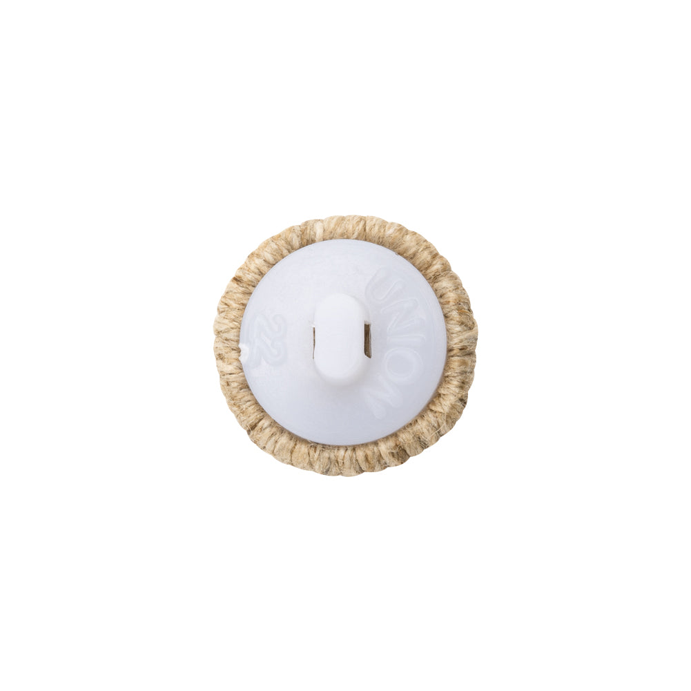 Natural Herringbone Thread Covered Shank Back Button - 24L/15mm Detail Natural Herringbone Thread Covered Shank Back Button - 24L/15mm Detail