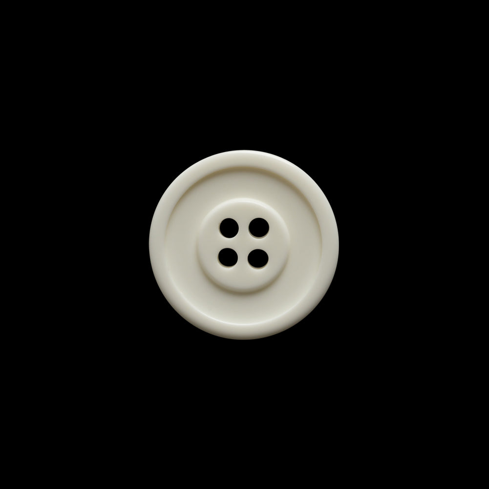 Off White Raised Center and Rim Plastic 4-Hole Button - 24L/15mm Off White Raised Center and Rim Plastic 4-Hole Button - 24L/15mm