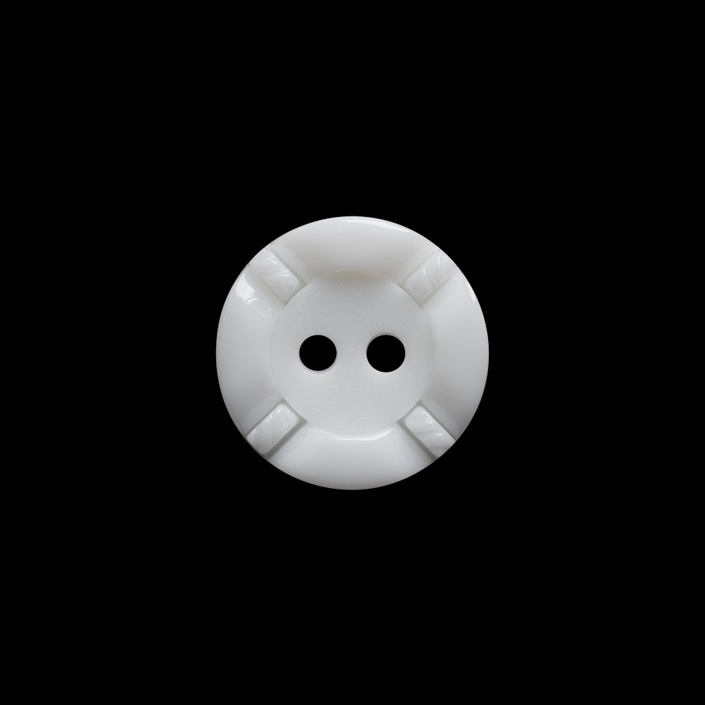 White Decorative Notched Rim Two Piece Plastic 2-Hole Button - 24L/15mm White Decorative Notched Rim Two Piece Plastic 2-Hole Button - 24L/15mm