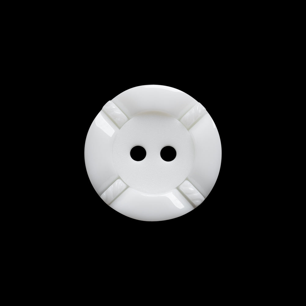 White Decorative Notched Rim Two Piece Plastic 2-Hole Button - 30L/19mm White Decorative Notched Rim Two Piece Plastic 2-Hole Button - 30L/19mm