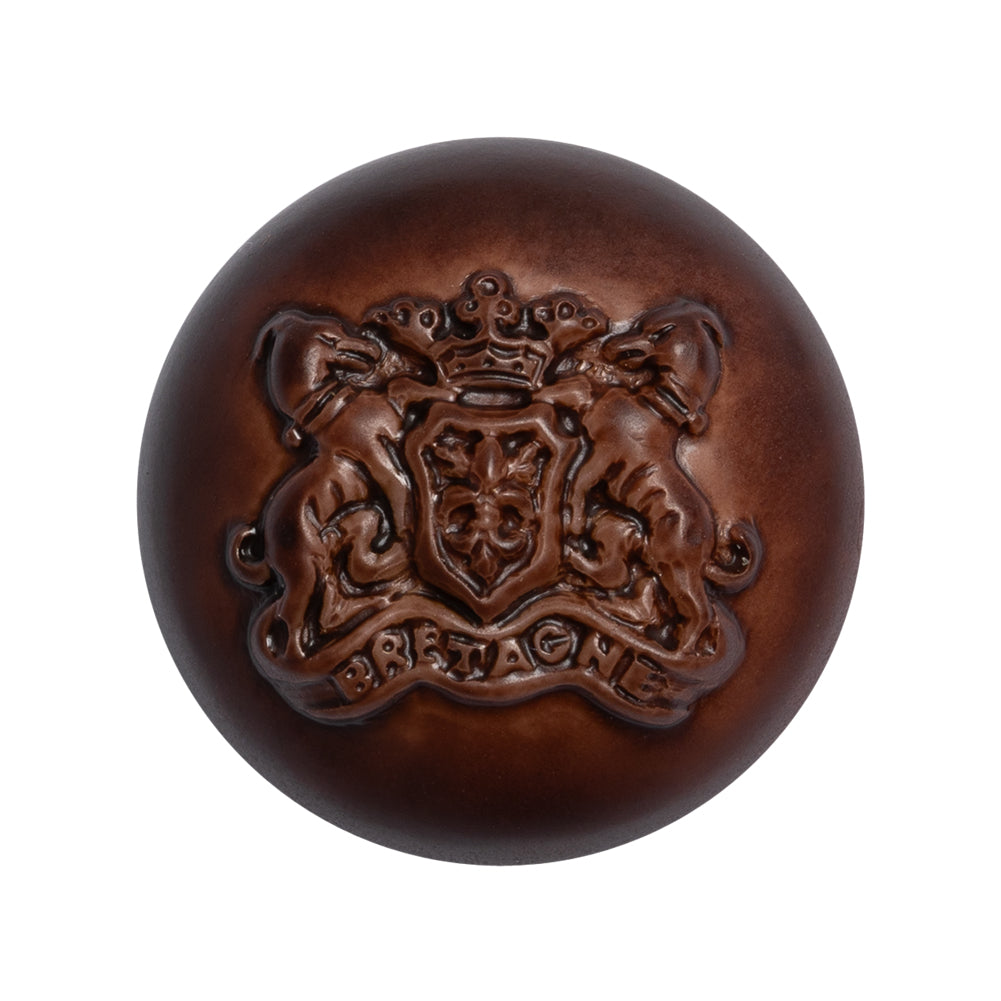 Half Dome Plastic Shank Back Button - Bordeaux Coat of Arms Embossed - 44L/28mm Half Dome Plastic Shank Back Button - Bordeaux Coat of Arms Embossed - 44L/28mm