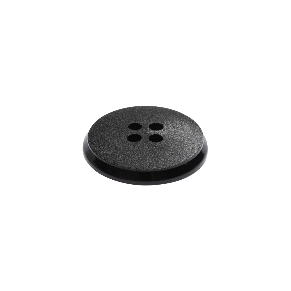 Plastic 4-Hole Button - Matte Black Glossy Rim - 28L/18mm Folded Plastic 4-Hole Button - Matte Black Glossy Rim - 28L/18mm Folded