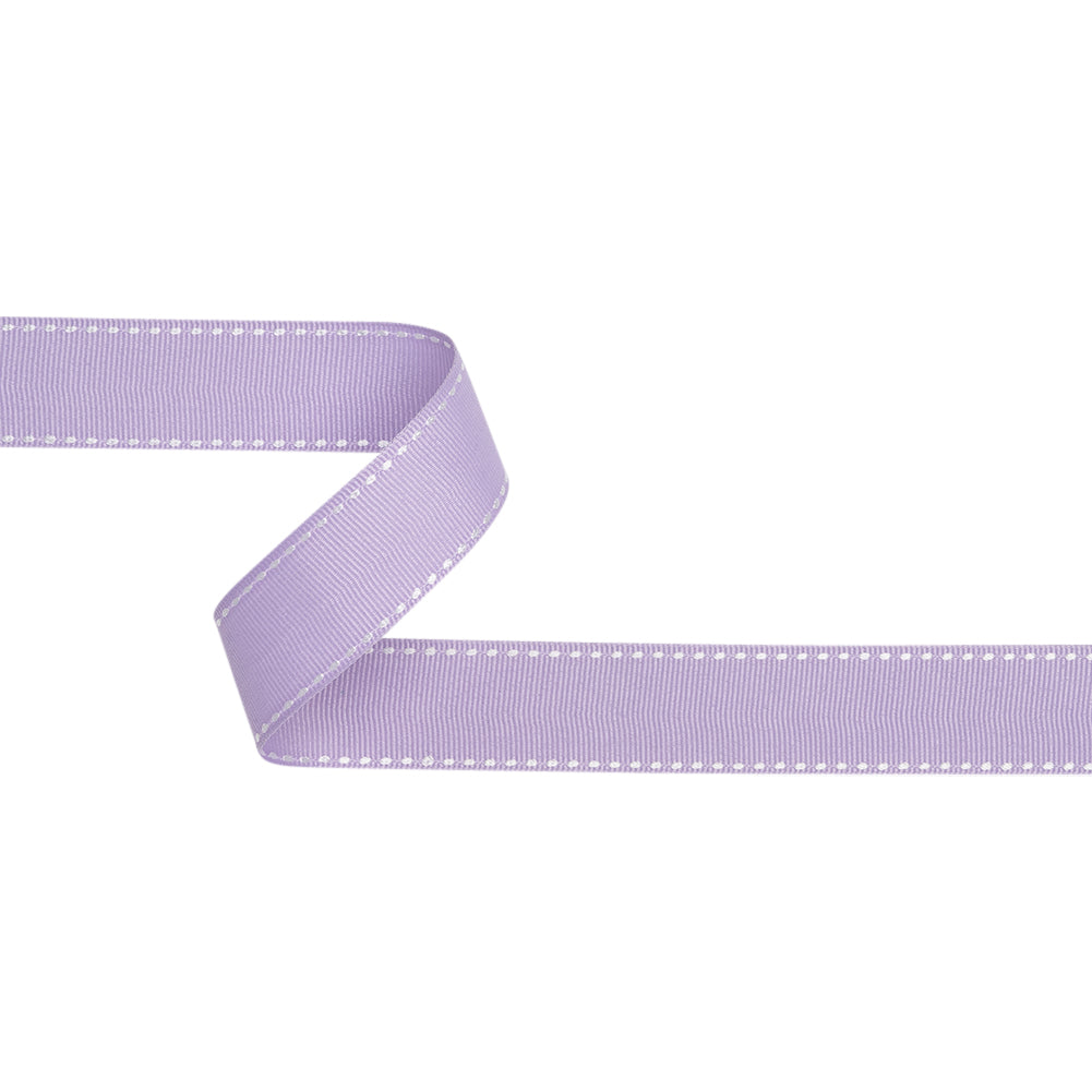 Grosgrain Ribbon with White Stitched Borders - Lilac - 1" Grosgrain Ribbon with White Stitched Borders - Lilac - 1"