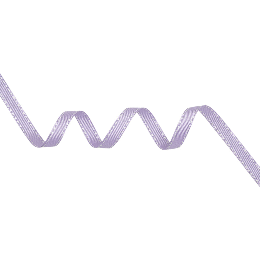 Grosgrain Ribbon with White Stitched Borders - Lilac - 0.4375" Grosgrain Ribbon with White Stitched Borders - Lilac - 0.4375"