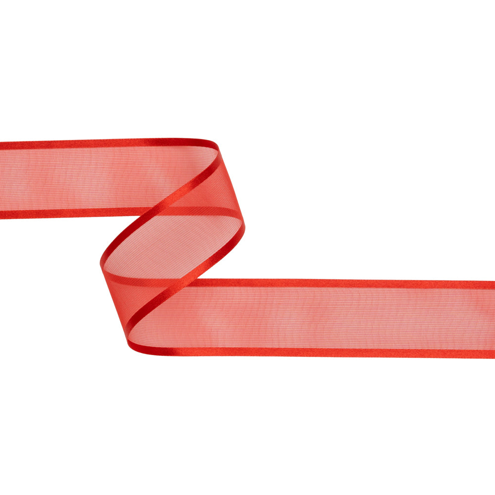 Sheer Ribbon with Double Faced Satin Edges - 1.375" - Red Sheer Ribbon with Double Faced Satin Edges - 1.375" - Red