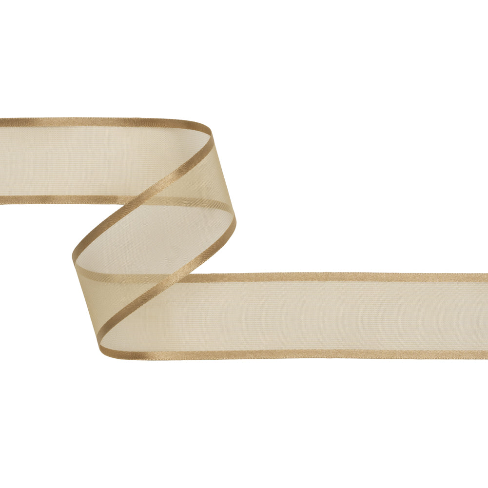 Sheer Ribbon with Double Faced Satin Edges - 1.375" - Coffee Sheer Ribbon with Double Faced Satin Edges - 1.375" - Coffee
