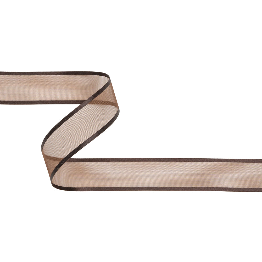 Sheer Ribbon with Double Faced Satin Edges - 1" - Brown Sheer Ribbon with Double Faced Satin Edges - 1" - Brown