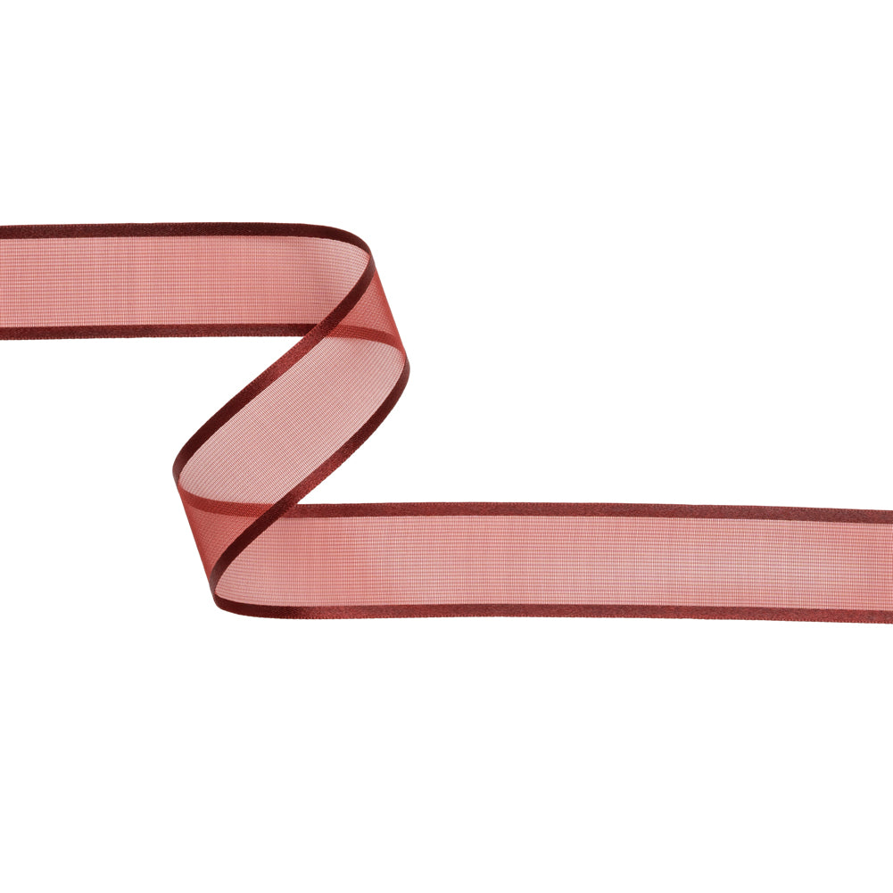Sheer Ribbon with Double Faced Satin Edges - 1" - Wine Sheer Ribbon with Double Faced Satin Edges - 1" - Wine