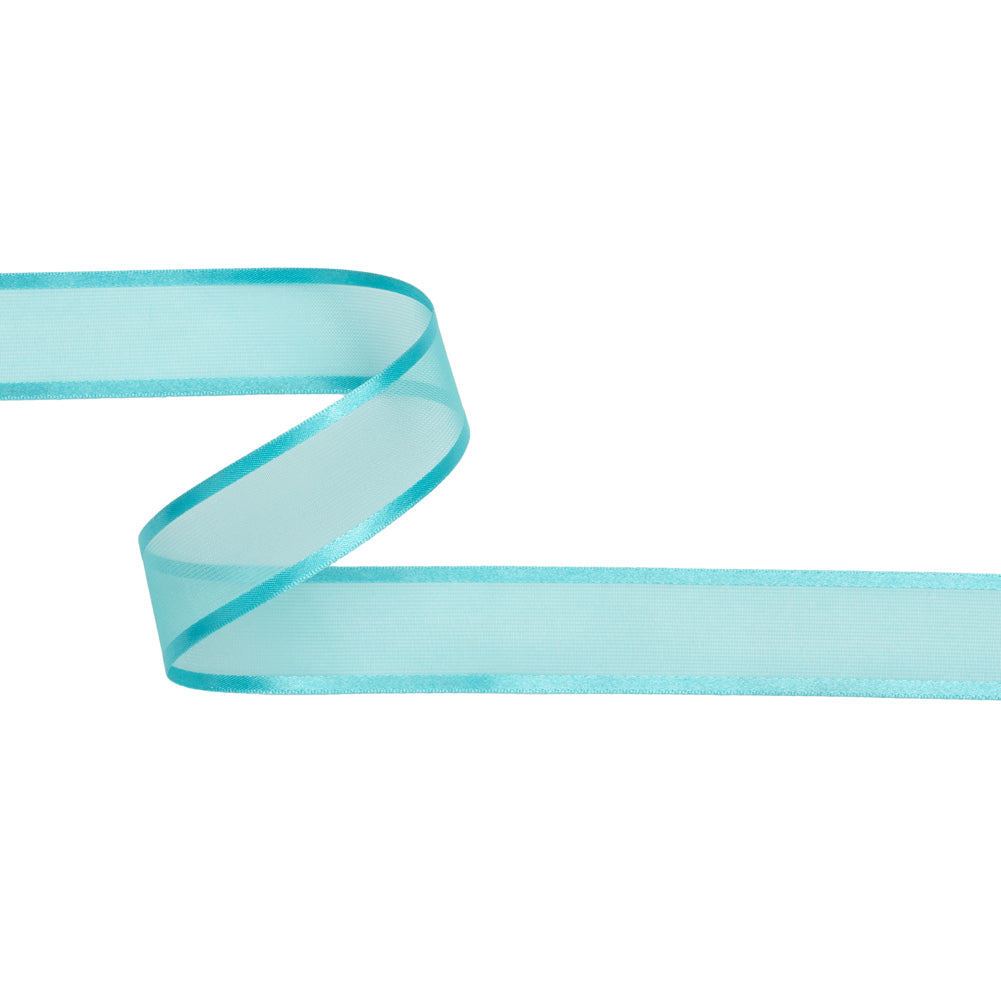 Sheer Ribbon with Double Faced Satin Edges - 1" - Turquoise Sheer Ribbon with Double Faced Satin Edges - 1" - Turquoise