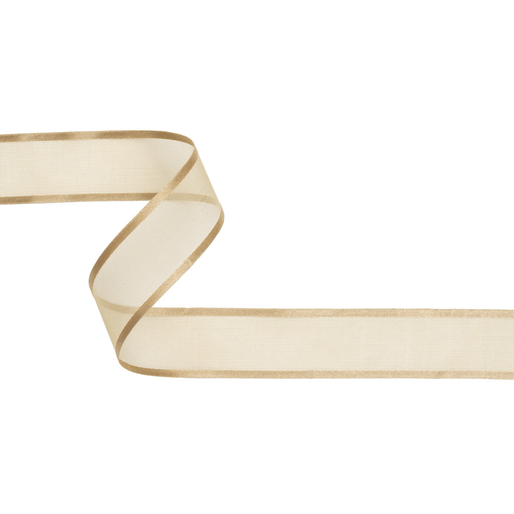 Sheer Ribbon with Double Faced Satin Edges - 1" - Coffee Sheer Ribbon with Double Faced Satin Edges - 1" - Coffee