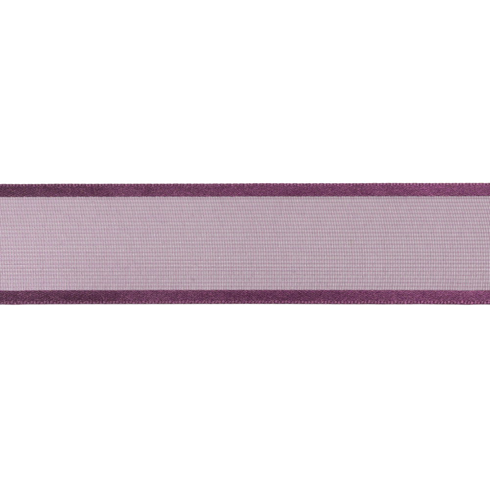 Sheer Ribbon with Double Faced Satin Edges - 1" - Purple - Folded Sheer Ribbon with Double Faced Satin Edges - 1" - Purple - Folded