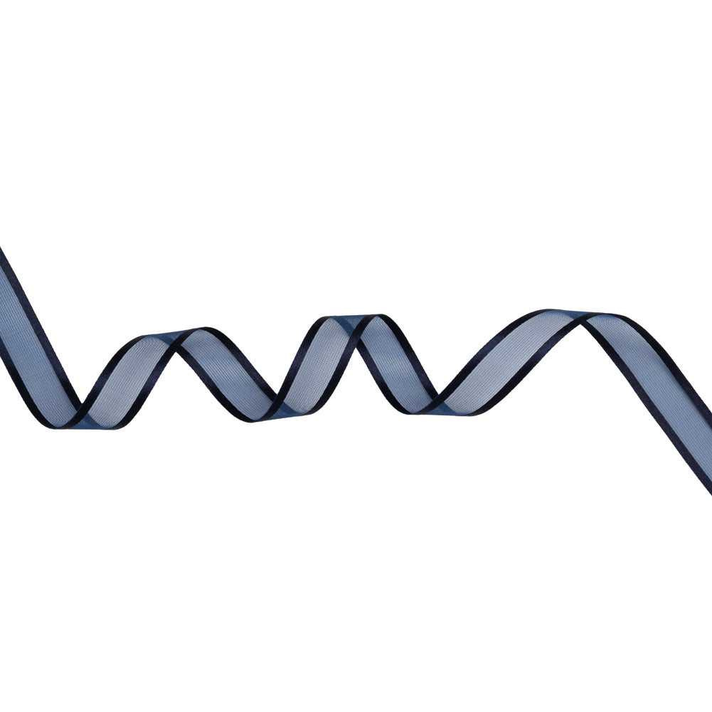 Sheer Ribbon with Double Faced Satin Edges - 0.75" - Navy Sheer Ribbon with Double Faced Satin Edges - 0.75" - Navy