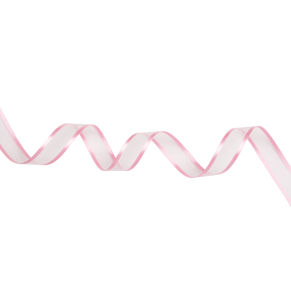 Sheer Ribbon with Double Faced Satin Edges - 0.75" - Pink Sheer Ribbon with Double Faced Satin Edges - 0.75" - Pink