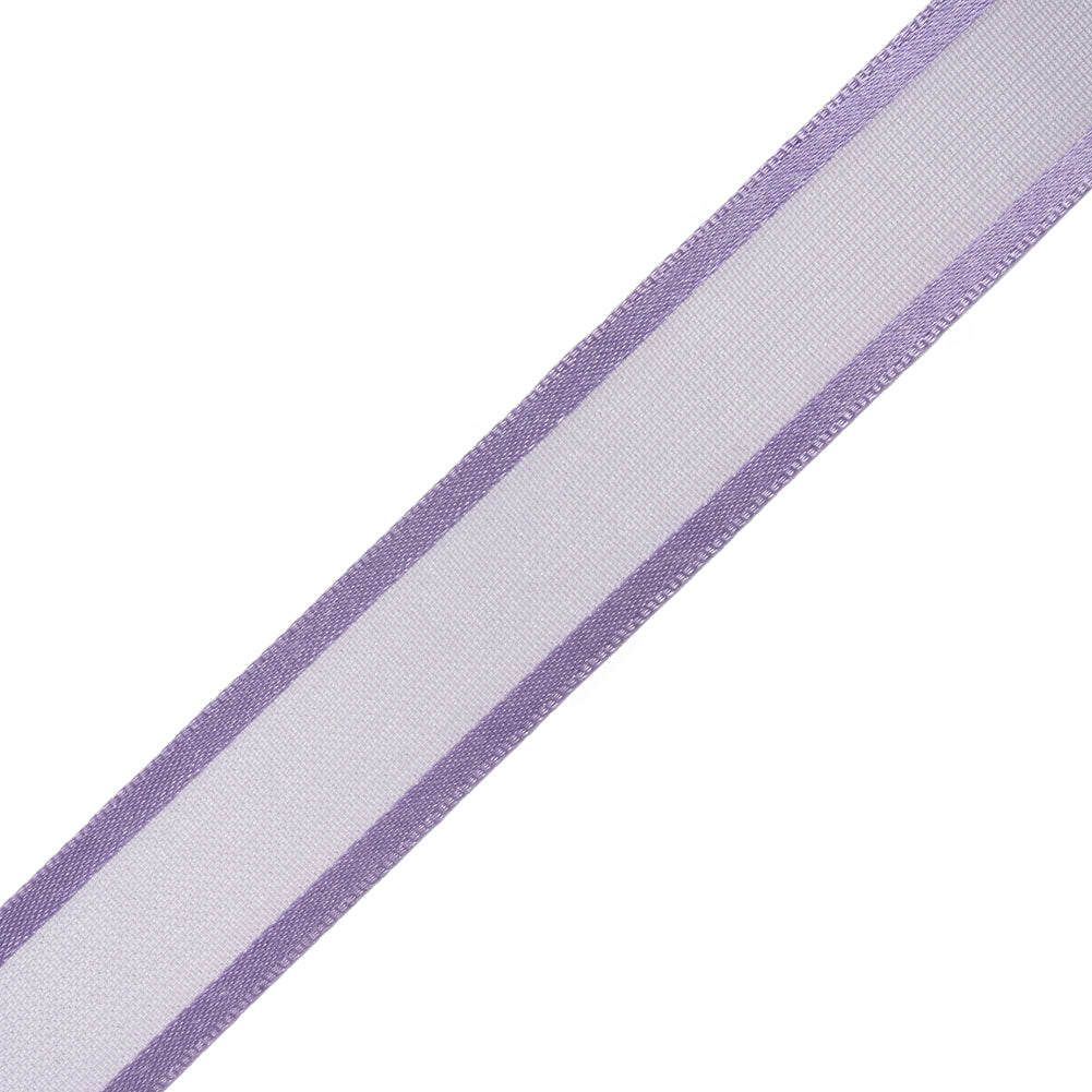 Sheer Ribbon with Double Faced Satin Edges - 0.75" - Lavender - Folded Sheer Ribbon with Double Faced Satin Edges - 0.75" - Lavender - Folded