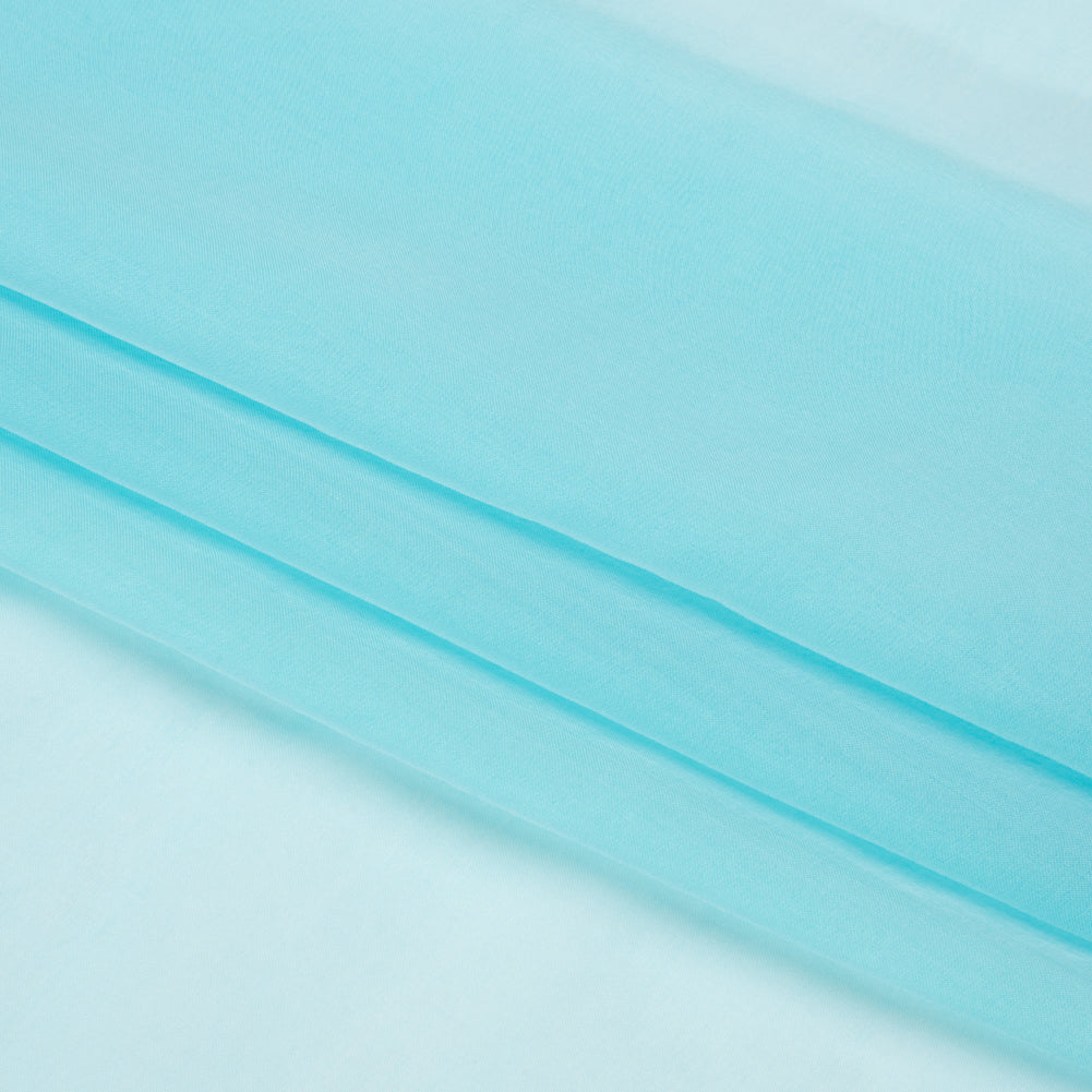 Chiffon-Like Silk Voile - Aqua and White Iridescent - Adelaide Collection - Folded Chiffon-Like Silk Voile - Aqua and White Iridescent - Adelaide Collection - Folded
