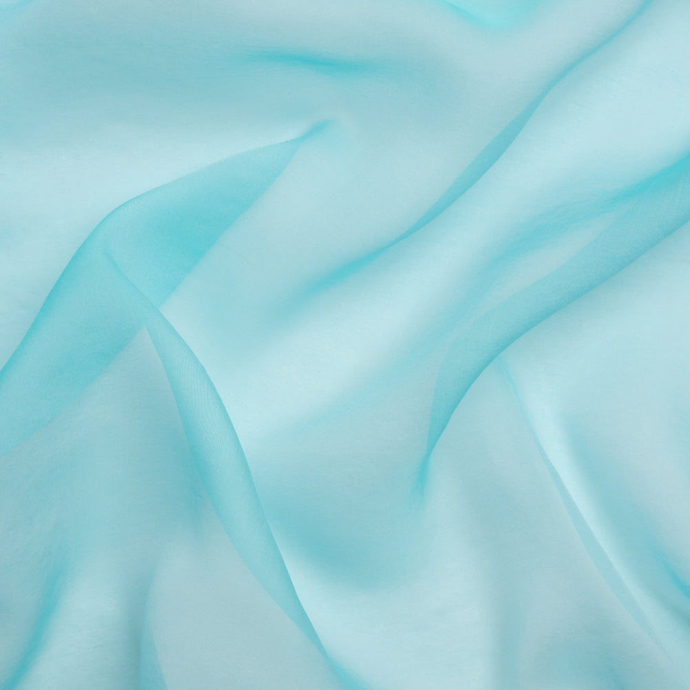 Chiffon-Like Silk Voile - Aqua and White Iridescent - Adelaide Collection Chiffon-Like Silk Voile - Aqua and White Iridescent - Adelaide Collection