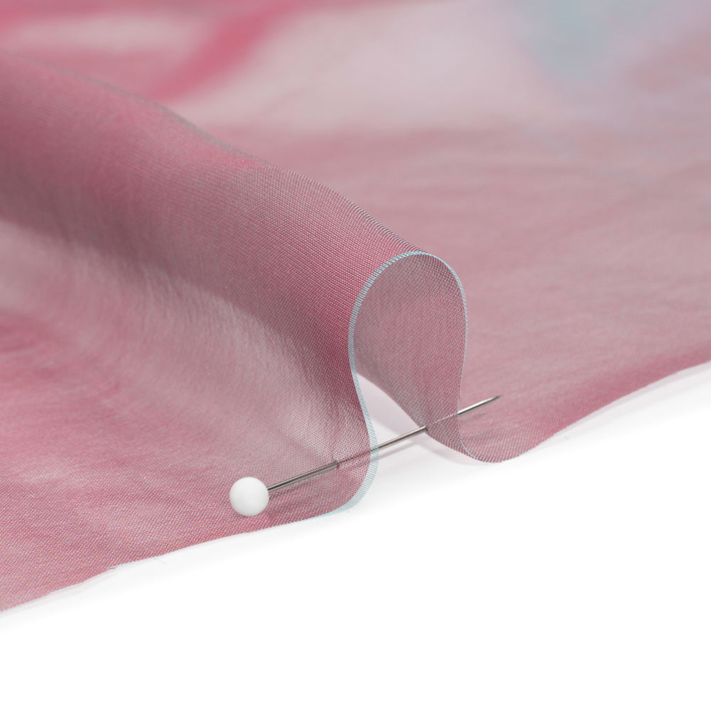 Chiffon-Like Silk Voile - Ice Blue and Berry Red Iridescent - Adelaide Collection Chiffon-Like Silk Voile - Ice Blue and Berry Red Iridescent - Adelaide Collection