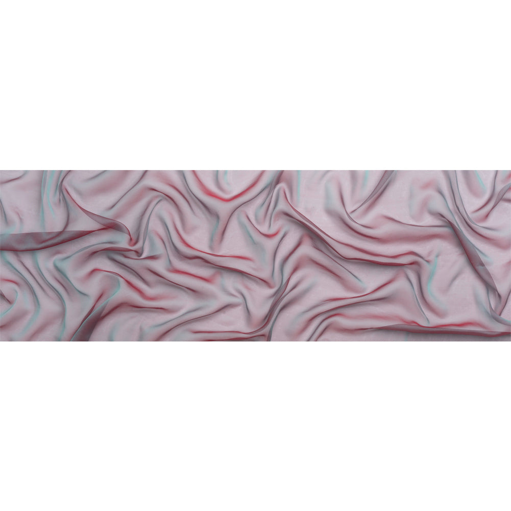 Chiffon-Like Silk Voile - Ice Blue and Berry Red Iridescent - Adelaide Collection Chiffon-Like Silk Voile - Ice Blue and Berry Red Iridescent - Adelaide Collection