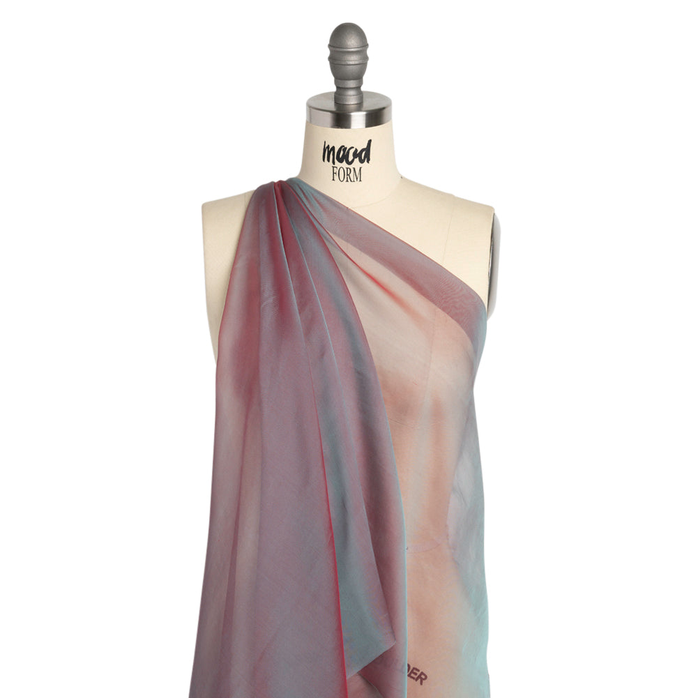 Chiffon-Like Silk Voile - Ice Blue and Berry Red Iridescent - Adelaide Collection Chiffon-Like Silk Voile - Ice Blue and Berry Red Iridescent - Adelaide Collection