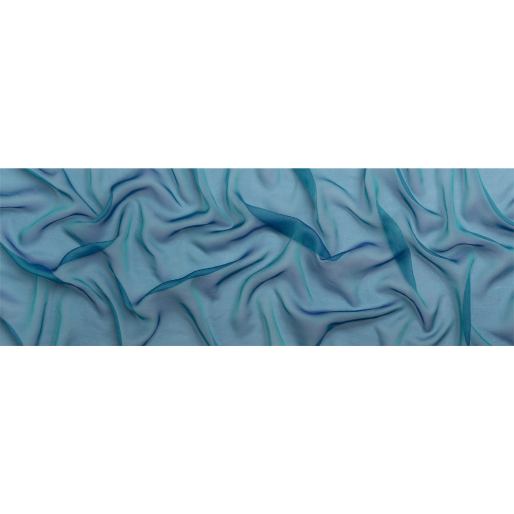 Chiffon-Like Silk Voile - Teal and Royal Iridescent - Adelaide Collection Chiffon-Like Silk Voile - Teal and Royal Iridescent - Adelaide Collection