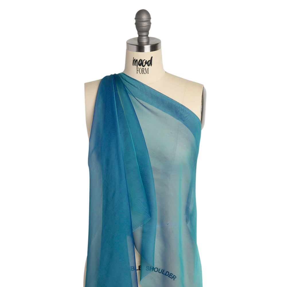 Chiffon-Like Silk Voile - Teal and Royal Iridescent - Adelaide Collection Chiffon-Like Silk Voile - Teal and Royal Iridescent - Adelaide Collection
