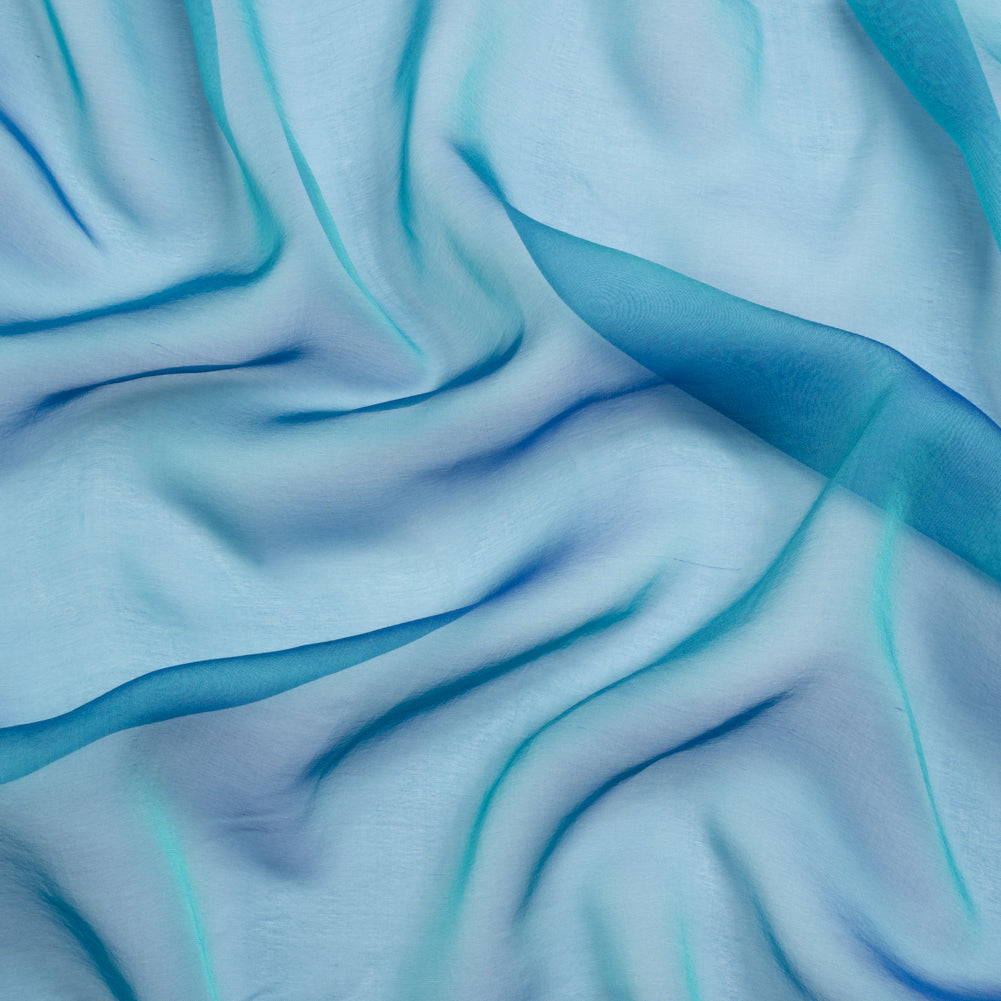 Chiffon-Like Silk Voile - Teal and Royal Iridescent - Adelaide Collection Chiffon-Like Silk Voile - Teal and Royal Iridescent - Adelaide Collection