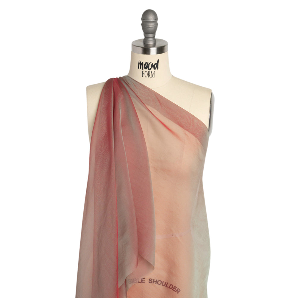 Chiffon-Like Silk Voile - Aqua and Berry Red Iridescent - Adelaide Collection Chiffon-Like Silk Voile - Aqua and Berry Red Iridescent - Adelaide Collection