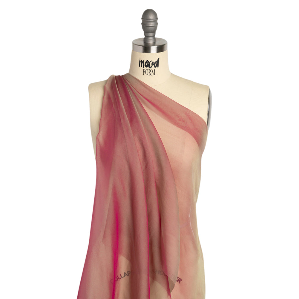 Chiffon-Like Silk Voile - Berry and Key Lime Iridescent - Adelaide Collection - Drape Chiffon-Like Silk Voile - Berry and Key Lime Iridescent - Adelaide Collection - Drape