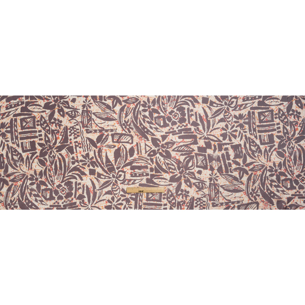 Red, Orange and Brown Wax Resist Floral Silk Chiffon Drape Red, Orange and Brown Wax Resist Floral Silk Chiffon Drape