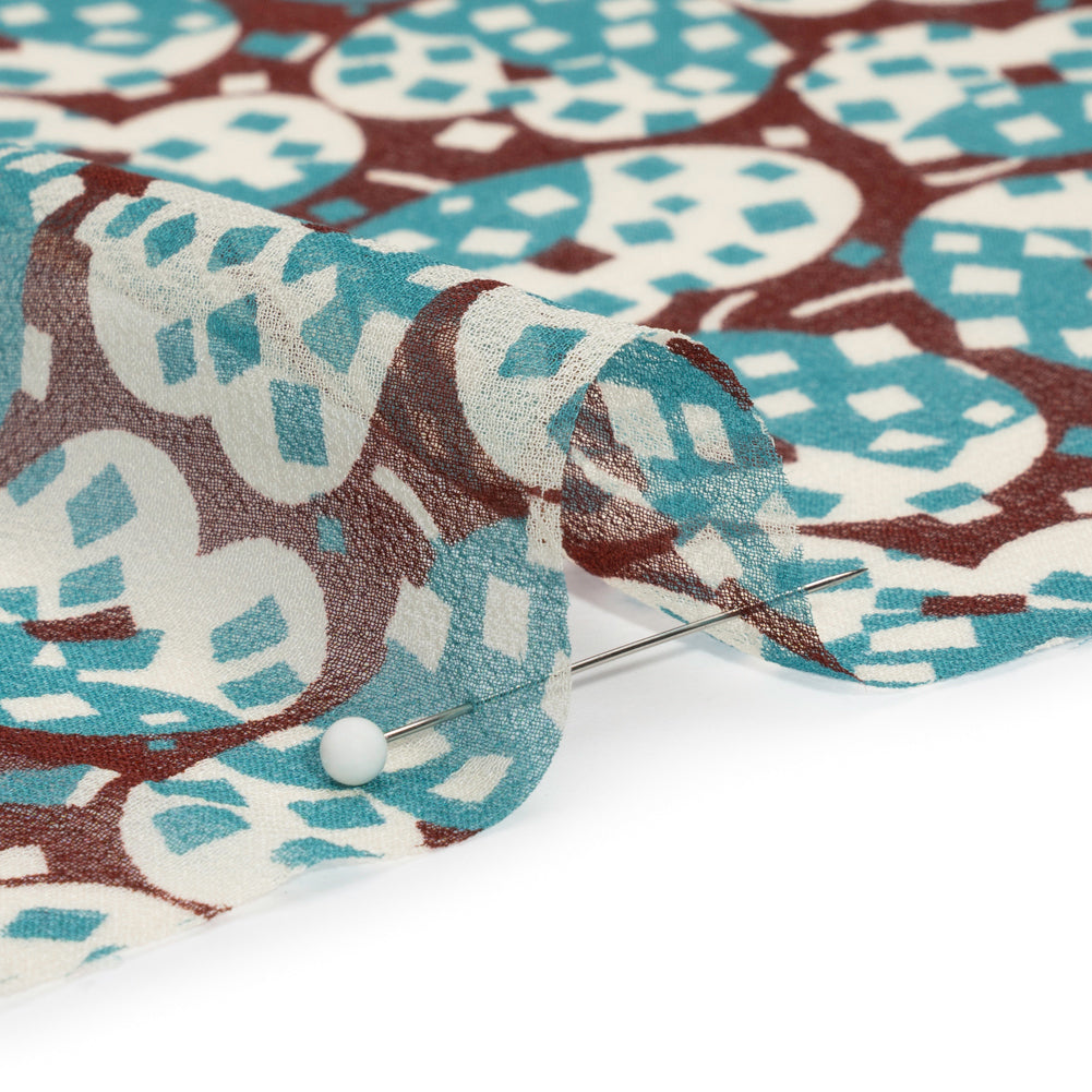Teal, White and Burgundy Sprinkled Treats Silk Chiffon Folded Teal, White and Burgundy Sprinkled Treats Silk Chiffon Folded