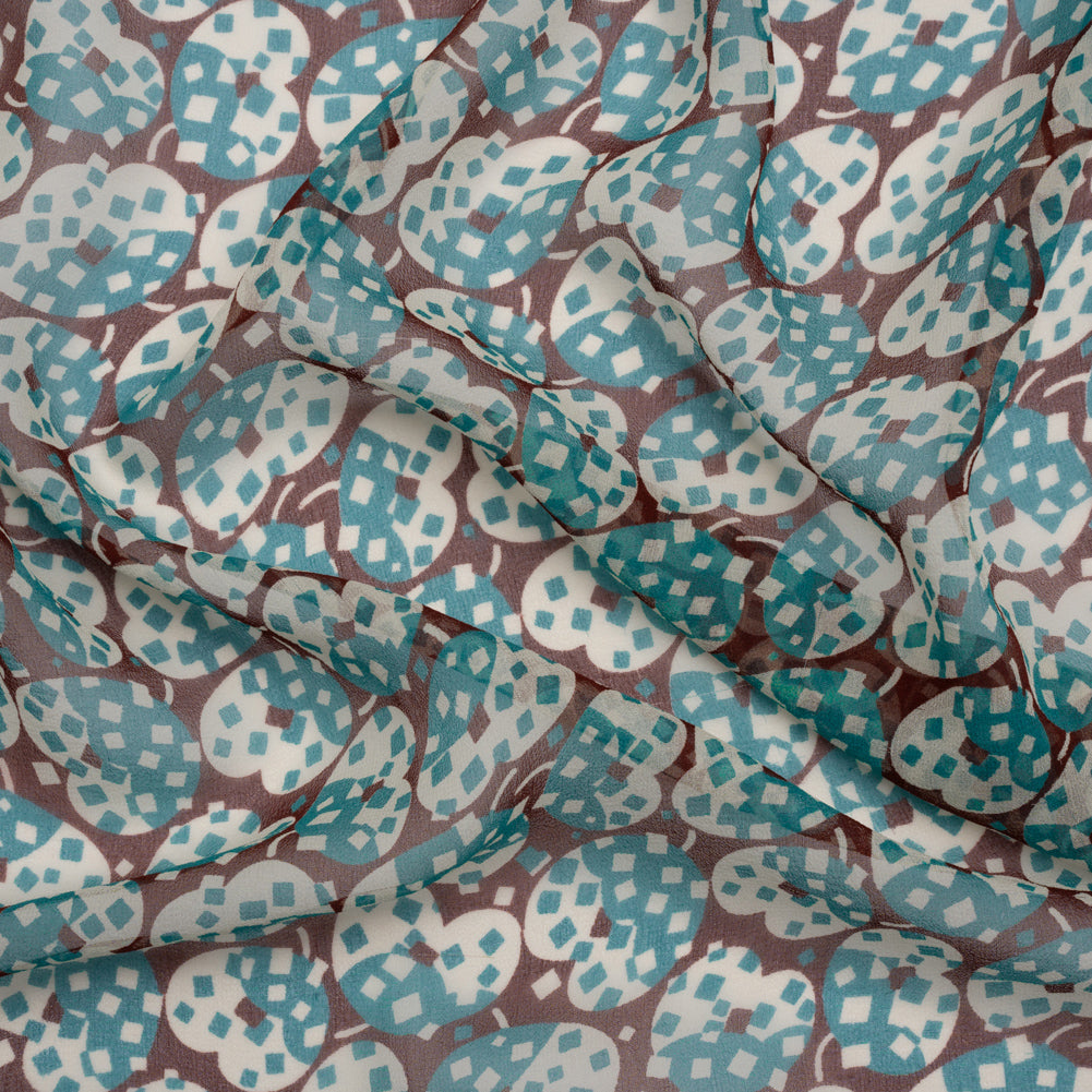 Teal, White and Burgundy Sprinkled Treats Silk Chiffon Teal, White and Burgundy Sprinkled Treats Silk Chiffon