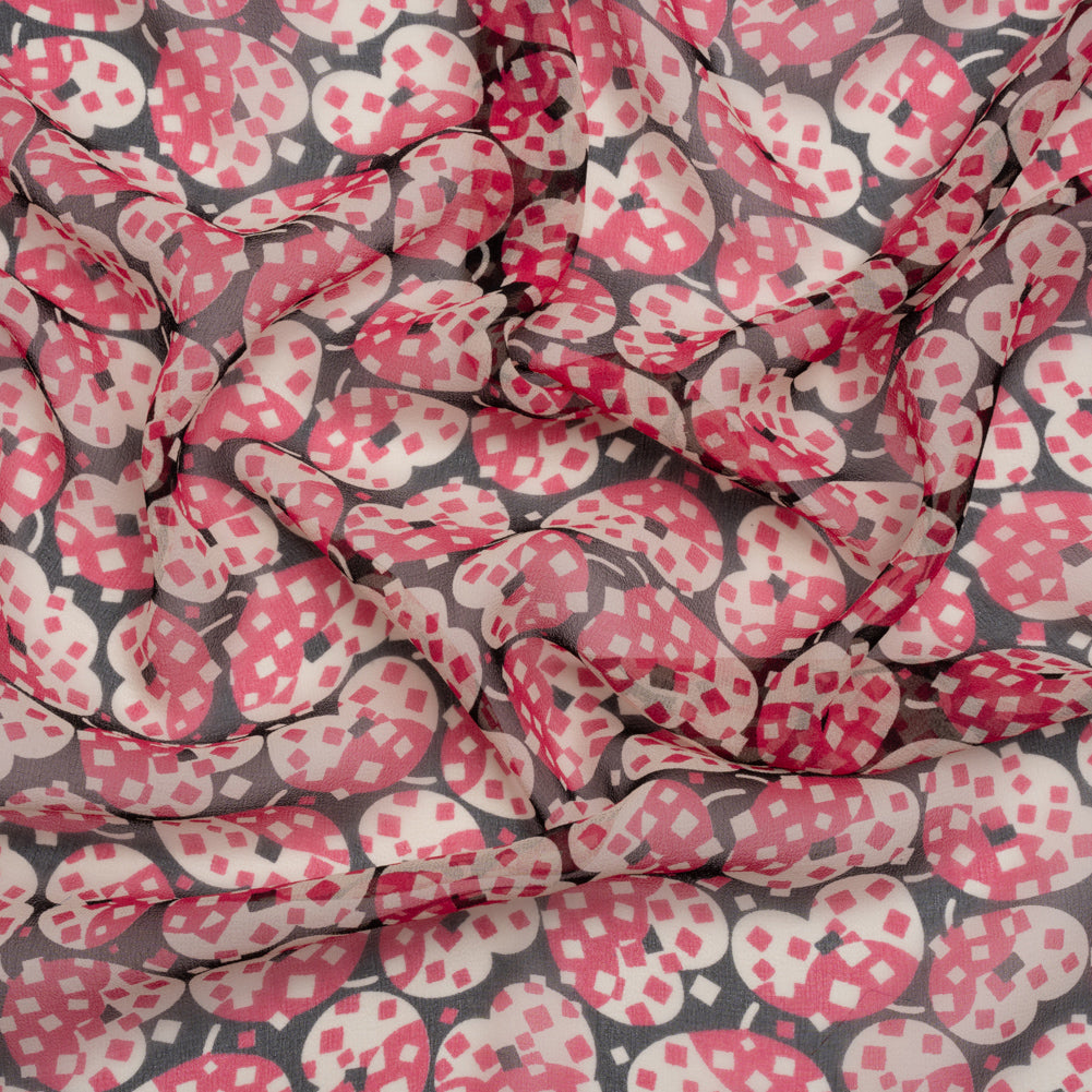 Pink, White and Black Sprinkled Treats Silk Chiffon Pink, White and Black Sprinkled Treats Silk Chiffon