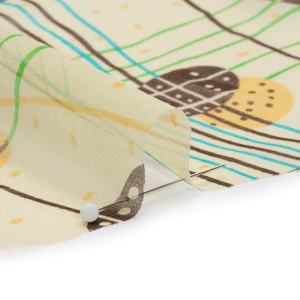 Yellow, Brown and Blue Baked Goods Grid Silk Chiffon Folded Yellow, Brown and Blue Baked Goods Grid Silk Chiffon Folded