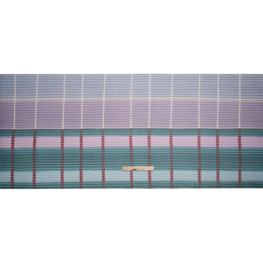 Teal, Lavender and Burgundy Stripes and Rectangles Crinkled Chiffon Panel Drape Teal, Lavender and Burgundy Stripes and Rectangles Crinkled Chiffon Panel Drape