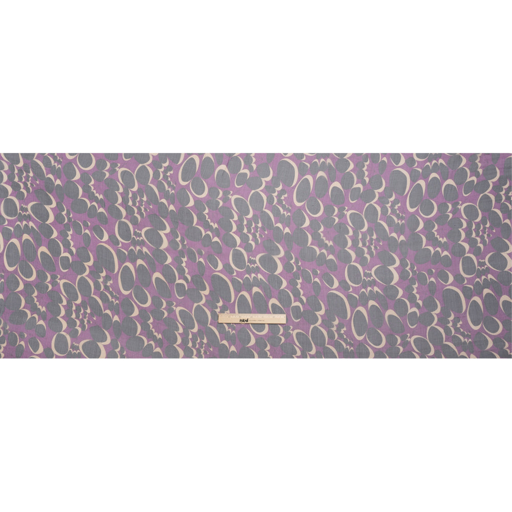 Purple, Black and Beige Webs and Dots Crinkled Silk Chiffon Drape Purple, Black and Beige Webs and Dots Crinkled Silk Chiffon Drape