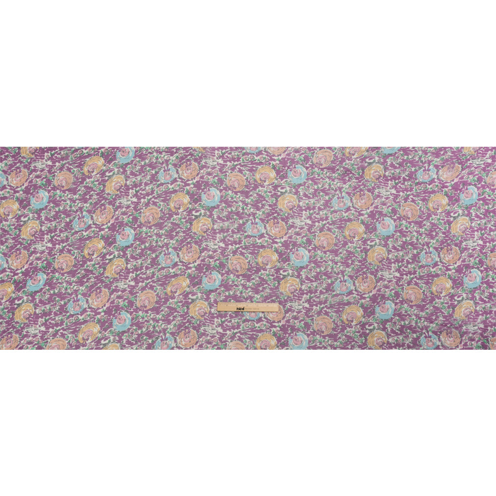 Plum, Beige and Sky Blue Garden Frolick Crinkled Silk Chiffon Drape Plum, Beige and Sky Blue Garden Frolick Crinkled Silk Chiffon Drape