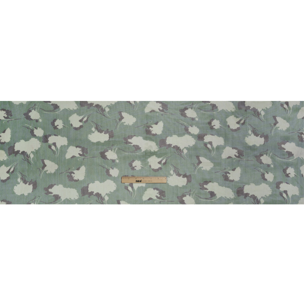 Floral Shadows Silk Tulle - Green, White and Black Drape Floral Shadows Silk Tulle - Green, White and Black Drape