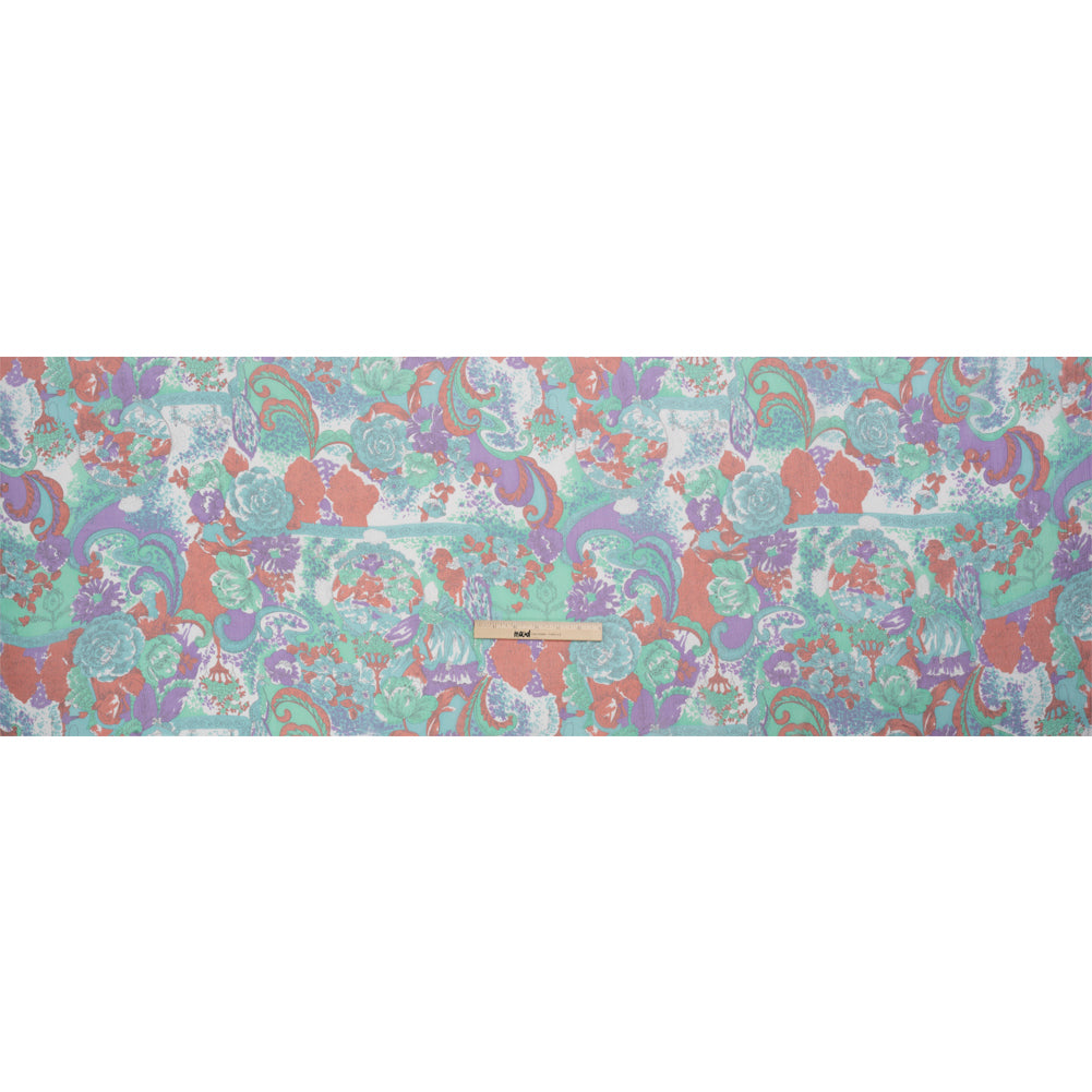 Mint, Purple and Turquoise Ornamental Gardens Crinkled Silk Chiffon Drape Mint, Purple and Turquoise Ornamental Gardens Crinkled Silk Chiffon Drape