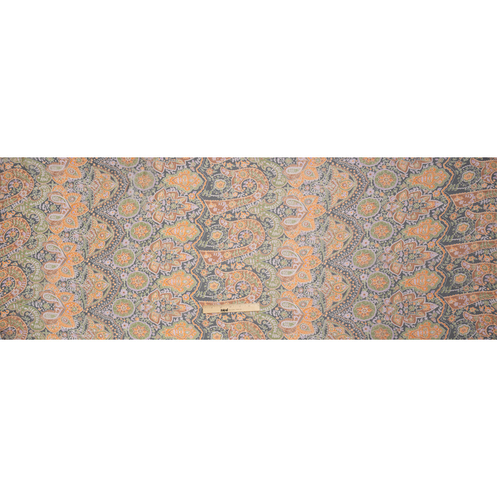 Brown, Green and Orange Floral Silk Chiffon Drape Brown, Green and Orange Floral Silk Chiffon Drape