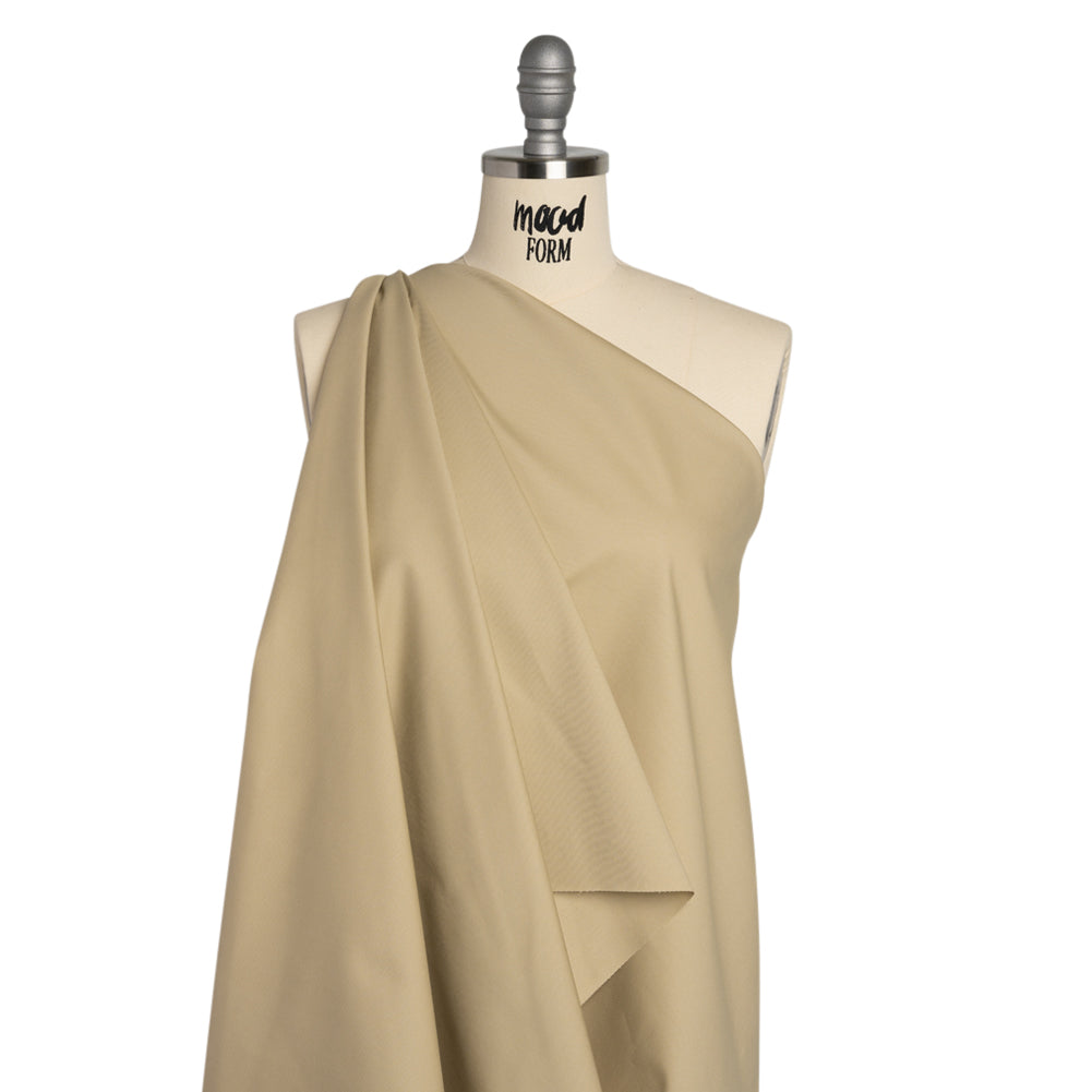 Vertical Ribs Creped Stretch Cotton Dobby - Beige Drape Vertical Ribs Creped Stretch Cotton Dobby - Beige Drape