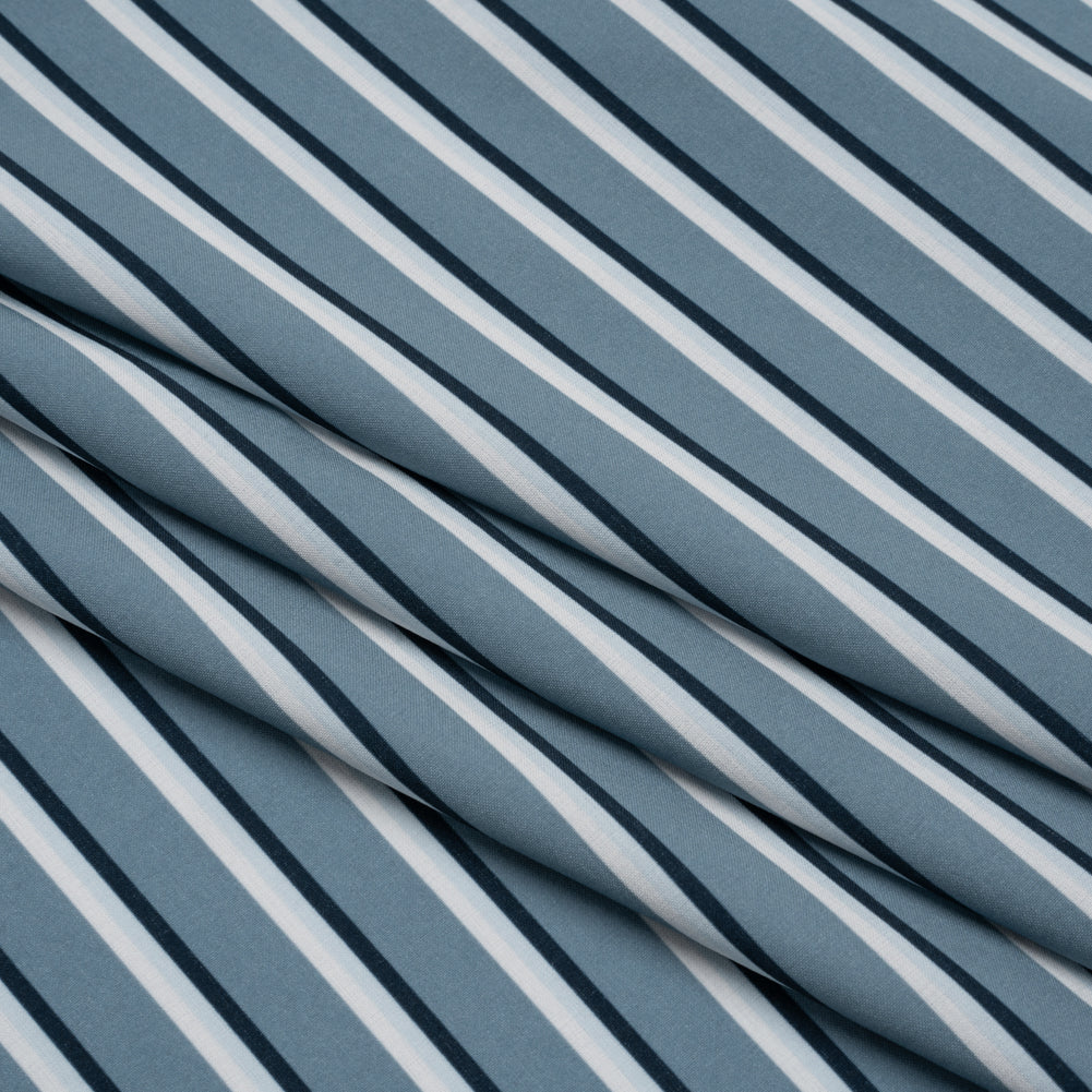 Stretch Polyester Woven - Powder Blue and Gray Shadow Stripes Folded Stretch Polyester Woven - Powder Blue and Gray Shadow Stripes Folded